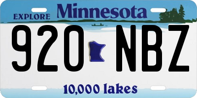 MN license plate 920NBZ