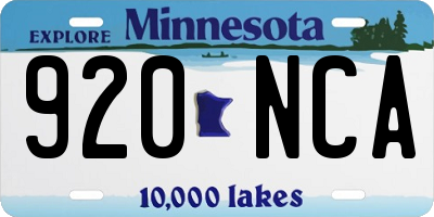 MN license plate 920NCA