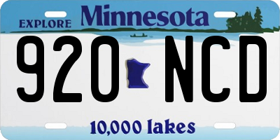 MN license plate 920NCD