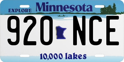 MN license plate 920NCE