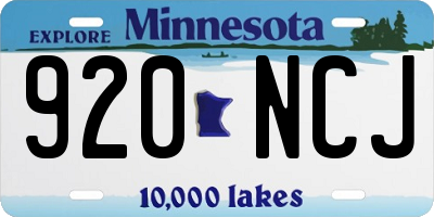 MN license plate 920NCJ