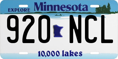 MN license plate 920NCL
