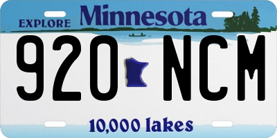 MN license plate 920NCM