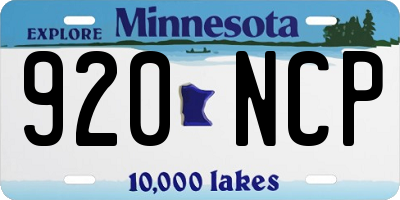 MN license plate 920NCP