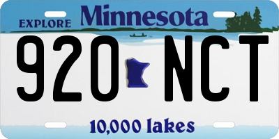 MN license plate 920NCT