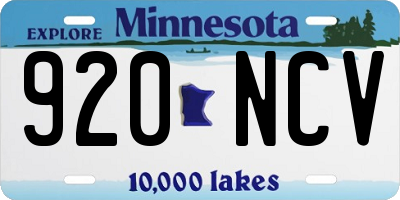 MN license plate 920NCV