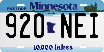 MN license plate 920NEI
