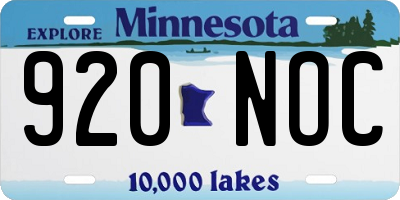 MN license plate 920NOC