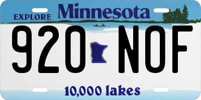MN license plate 920NOF