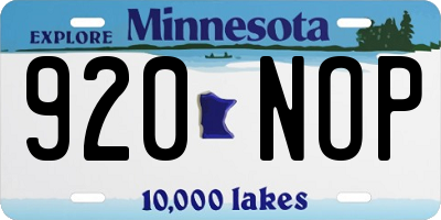 MN license plate 920NOP