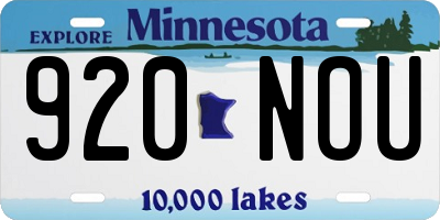 MN license plate 920NOU