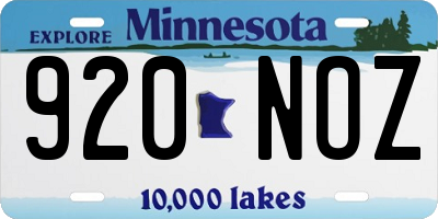 MN license plate 920NOZ