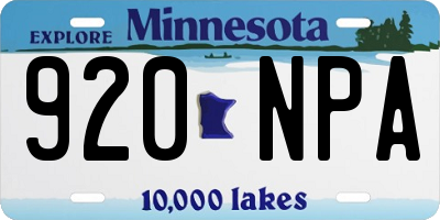 MN license plate 920NPA