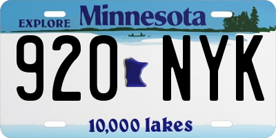 MN license plate 920NYK