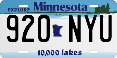 MN license plate 920NYU