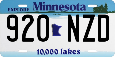 MN license plate 920NZD