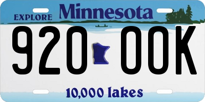 MN license plate 920OOK
