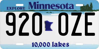 MN license plate 920OZE