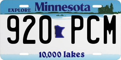 MN license plate 920PCM
