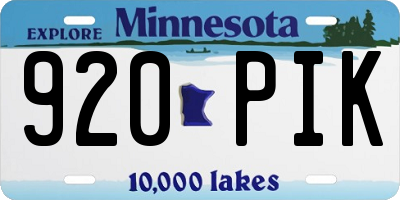 MN license plate 920PIK
