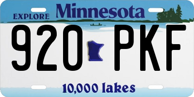 MN license plate 920PKF