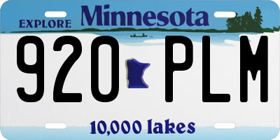 MN license plate 920PLM