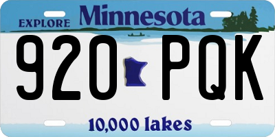 MN license plate 920PQK