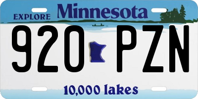 MN license plate 920PZN