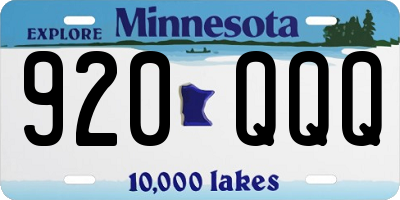 MN license plate 920QQQ