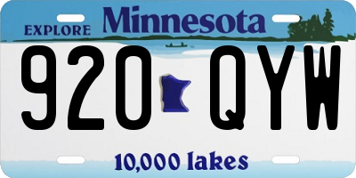 MN license plate 920QYW