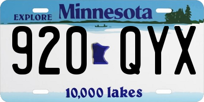 MN license plate 920QYX