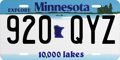 MN license plate 920QYZ