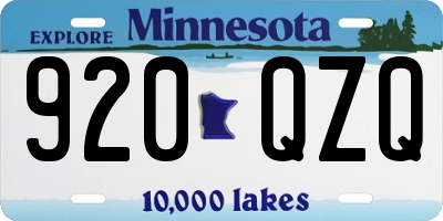 MN license plate 920QZQ
