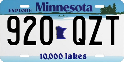MN license plate 920QZT