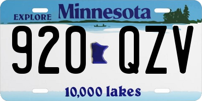 MN license plate 920QZV