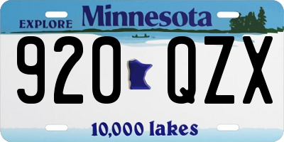 MN license plate 920QZX