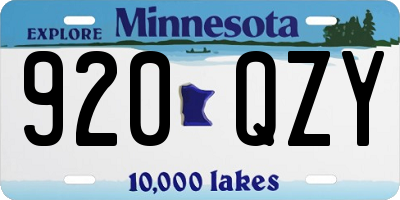 MN license plate 920QZY