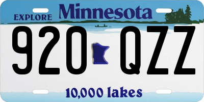 MN license plate 920QZZ