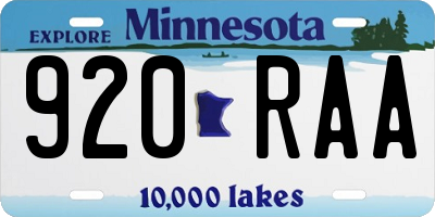 MN license plate 920RAA
