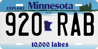 MN license plate 920RAB