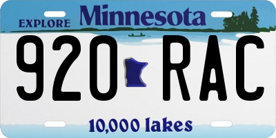 MN license plate 920RAC