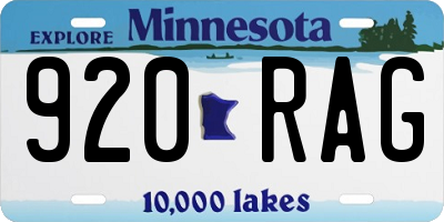 MN license plate 920RAG