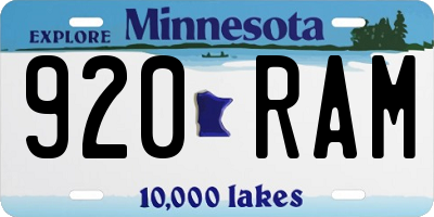 MN license plate 920RAM