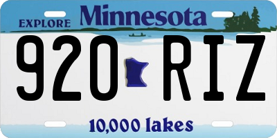 MN license plate 920RIZ