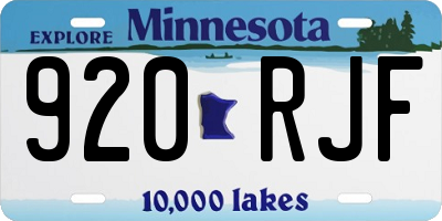 MN license plate 920RJF