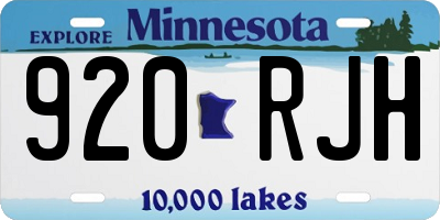 MN license plate 920RJH