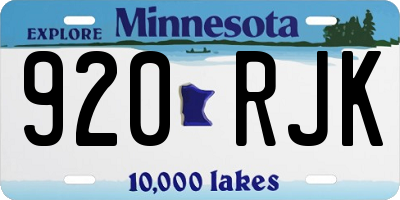 MN license plate 920RJK