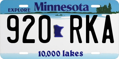 MN license plate 920RKA