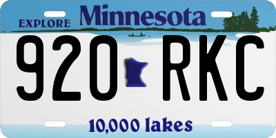 MN license plate 920RKC