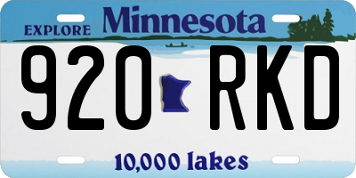 MN license plate 920RKD